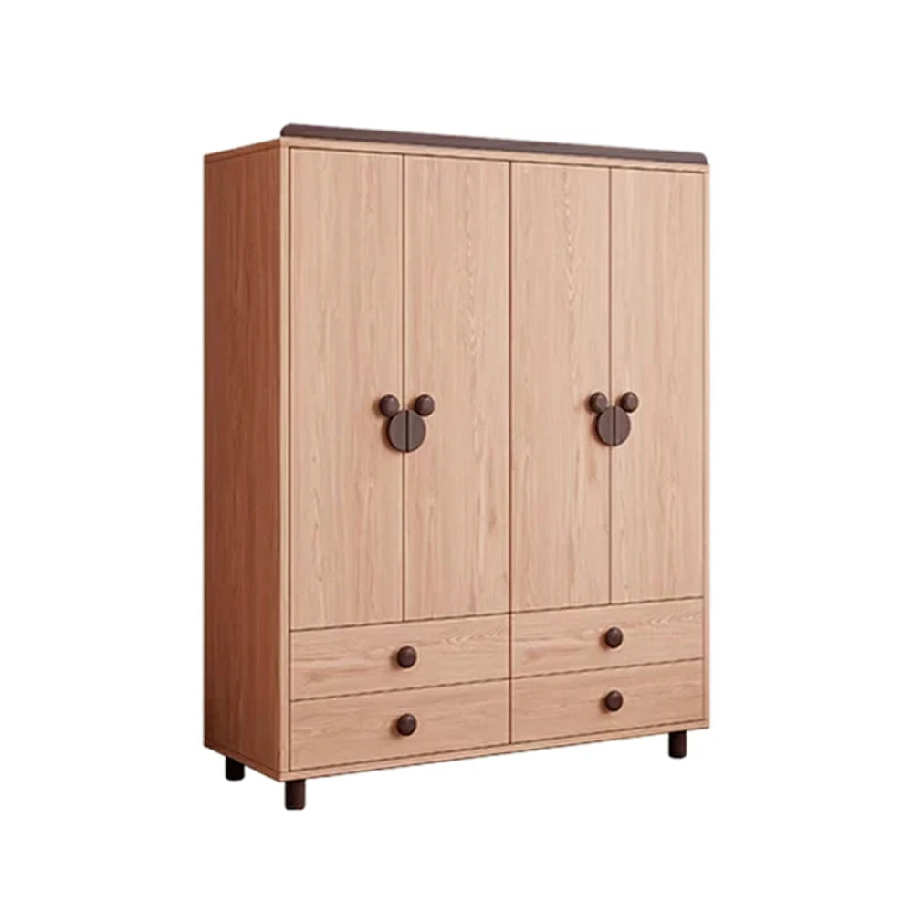 LUXORA 160/180cm Solid Wood Wardrobe - Dual Storage Design with Reinforced Hanging Rail, Top Cabinet & Child-Friendly Details