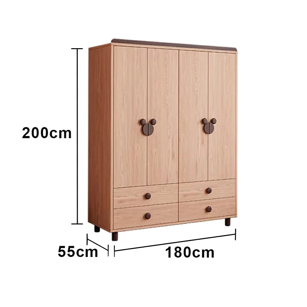 LUXORA 160/180cm Solid Wood Wardrobe - Dual Storage Design with Reinforced Hanging Rail, Top Cabinet & Child-Friendly Details