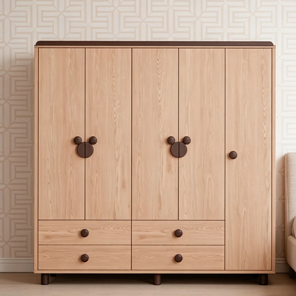 LUXORA 200cm Solid Wood Wardrobe - Dual Storage Design with Reinforced Hanging Rail, Top Cabinet & Child-Friendly Details