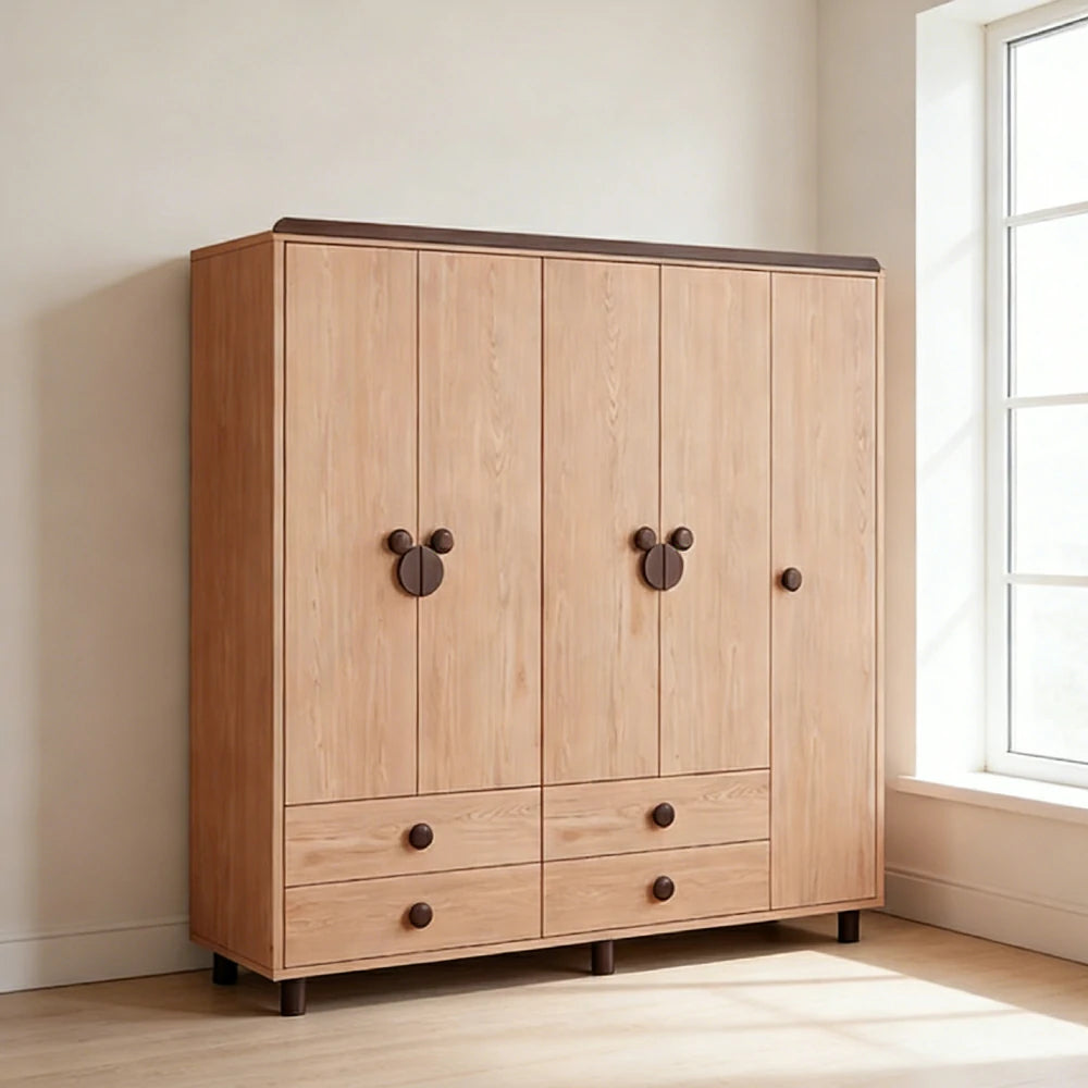 LUXORA 200cm Solid Wood Wardrobe - Dual Storage Design with Reinforced Hanging Rail, Top Cabinet & Child-Friendly Details