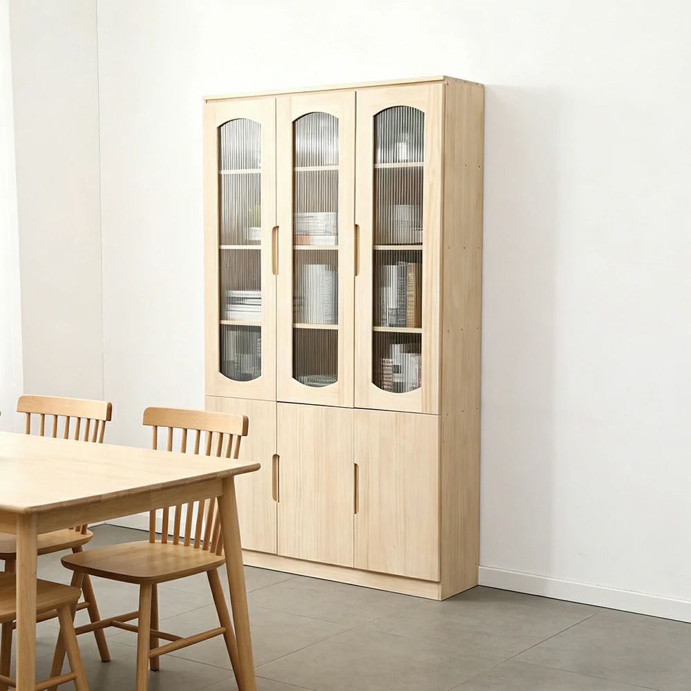 LUXORA Bookcase - Solid Wood Construction, Dust-Proof Cabinet Design & Soft-Close Hinges