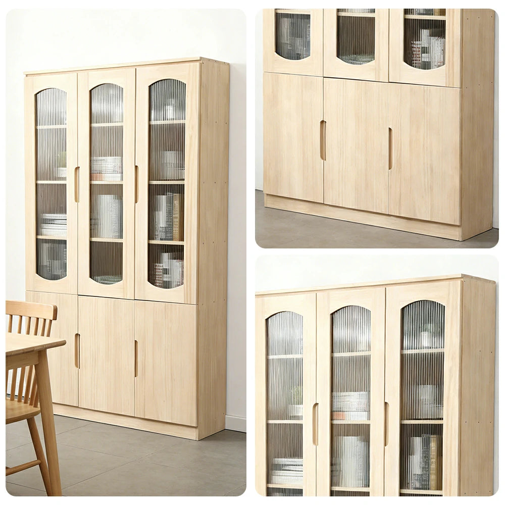 LUXORA Bookcase - Solid Wood Construction, Dust-Proof Cabinet Design & Soft-Close Hinges