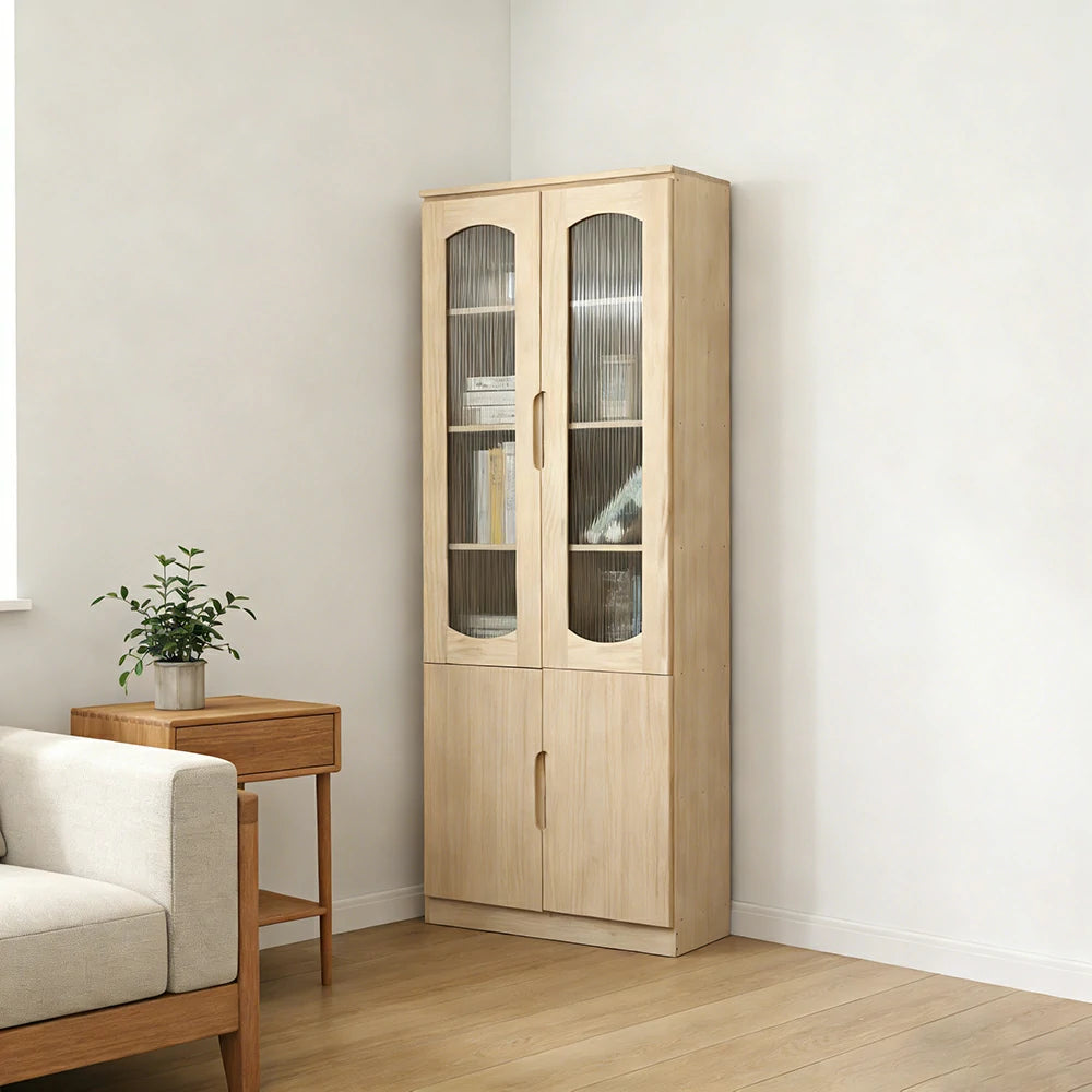 LUXORA Bookcase - Solid Wood Construction, Dust-Proof Cabinet Design & Soft-Close Hinges