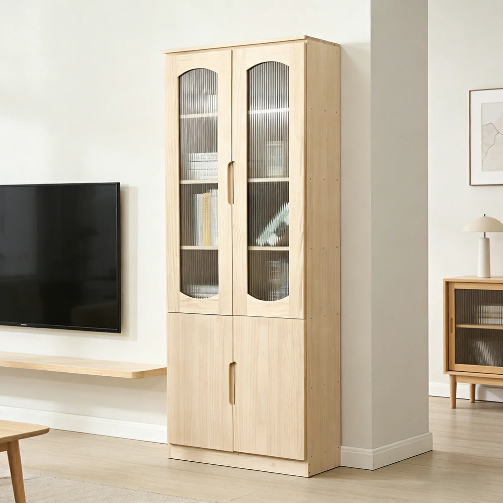 LUXORA Bookcase - Solid Wood Construction, Dust-Proof Cabinet Design & Soft-Close Hinges