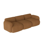 LUXORA Sofa High-Density Memory Foam Faux Lambswool Upholstery Russian Larch Wood Frame Modern Style - Brown