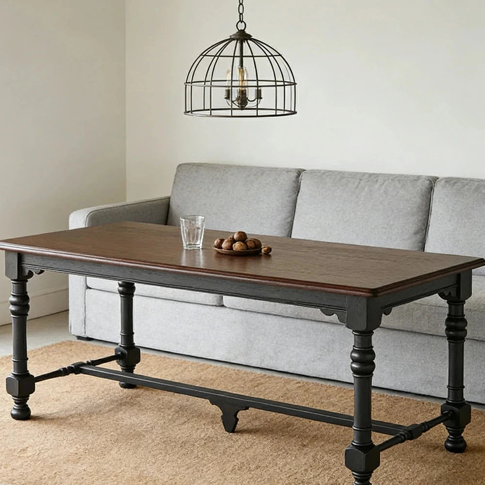 LUXORA 140/160cm Solid Pine Wood Dining Table - Imported New Zealand Pine, Thickened Tabletop, Heavy-Duty Construction for Dining & Home Use