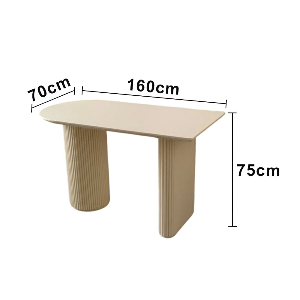 LUXORA 140/160cm Cream Style Solid Wood Dining Table - Soft Rounded Edge Design, Sculptural Legs, Stable & Elegant for Modern Homes - Cream