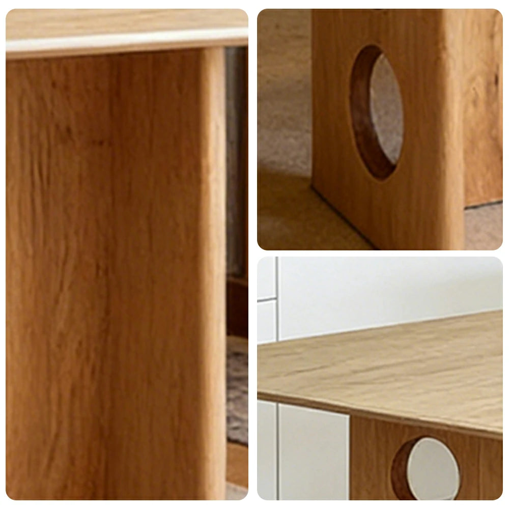 LUXORA 140/160cm Solid Wood Dining Table - Wide Rectangular Tabletop, Stable Thick-Leg Design, Ideal for Family Dining & Modern Homes - Natural Wood