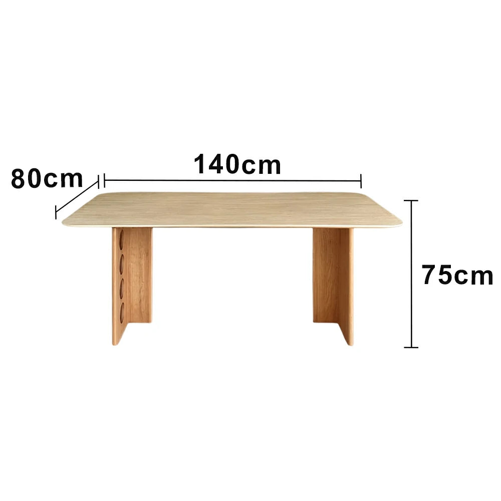 LUXORA 140/160cm Solid Wood Dining Table - Wide Rectangular Tabletop, Stable Thick-Leg Design, Ideal for Family Dining & Modern Homes - Natural Wood