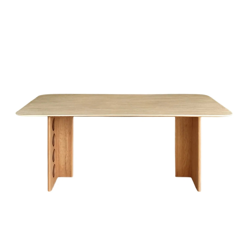 LUXORA 140/160cm Solid Wood Dining Table - Wide Rectangular Tabletop, Stable Thick-Leg Design, Ideal for Family Dining & Modern Homes - Natural Wood