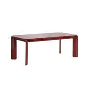 LUXORA 140/160cm Solid Wood Dining Table - Rounded Edge Design, Stable Thick Legs, Modern Artistic Table for Dining & Living Spaces - Wine Red