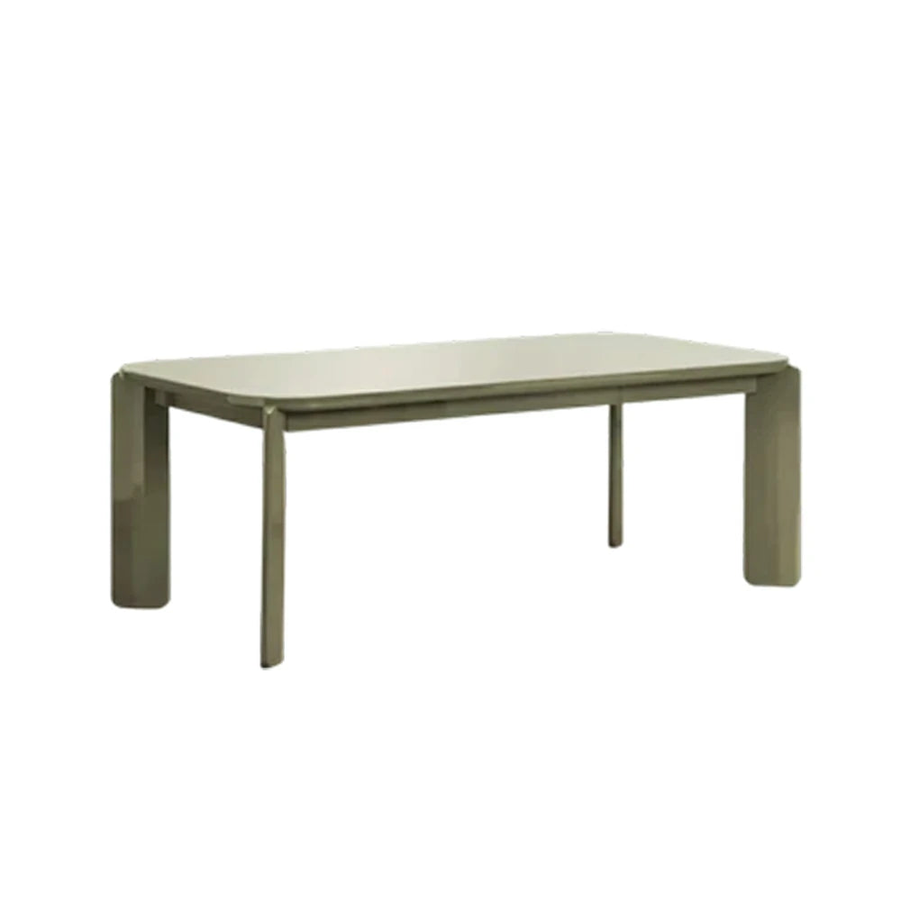 LUXORA 140/160cm Solid Wood Dining Table - Rounded Edge Design, Stable Thick Legs, Modern Artistic Table for Dining & Living Spaces - Green
