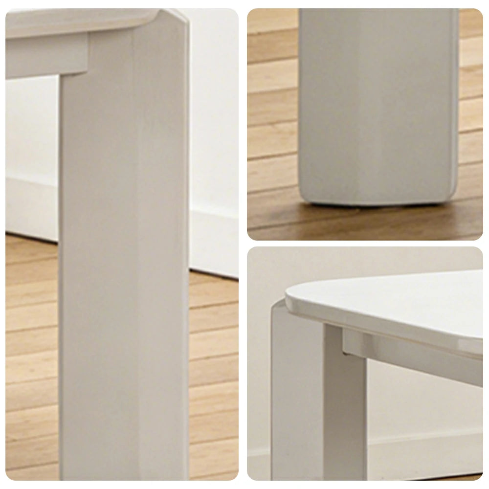 LUXORA 140/160cm Solid Wood Dining Table - Rounded Edge Design, Stable Thick Legs, Modern Artistic Table for Dining & Living Spaces - Beige