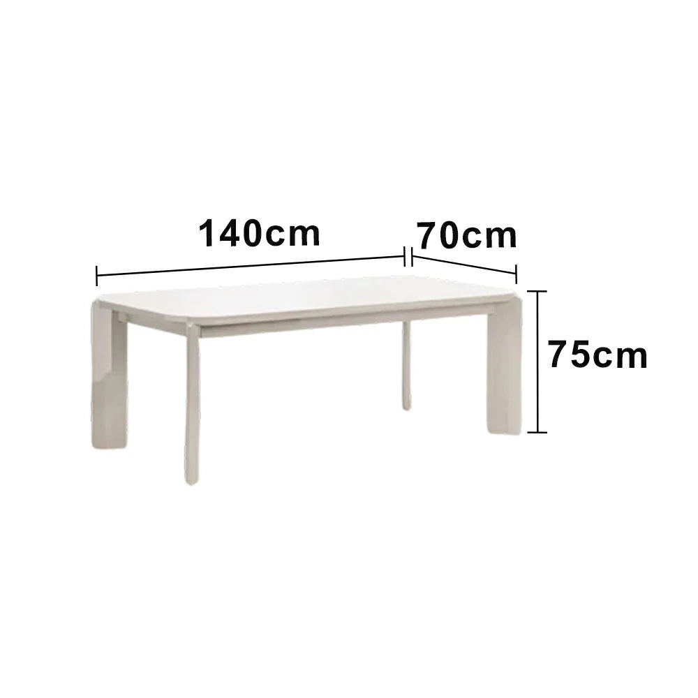 LUXORA 140/160cm Solid Wood Dining Table - Rounded Edge Design, Stable Thick Legs, Modern Artistic Table for Dining & Living Spaces - Beige