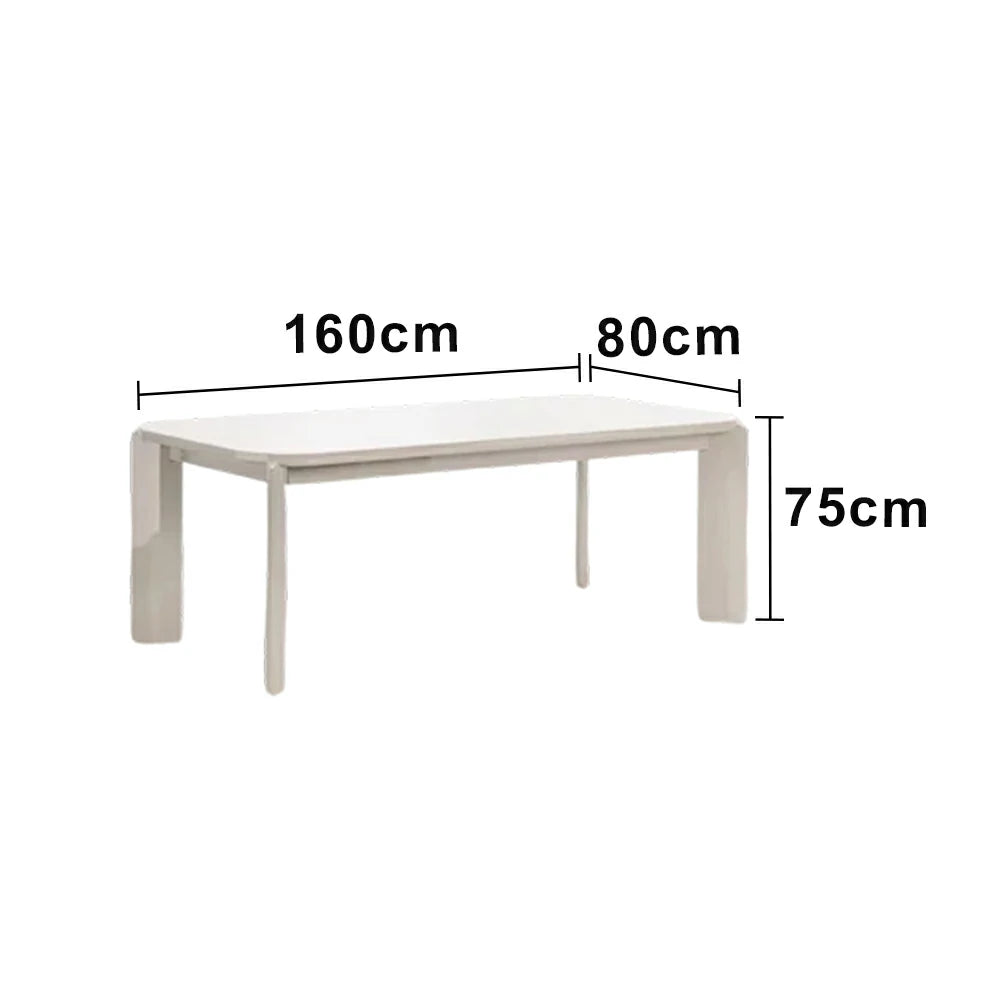 LUXORA 140/160cm Solid Wood Dining Table - Rounded Edge Design, Stable Thick Legs, Modern Artistic Table for Dining & Living Spaces - Beige