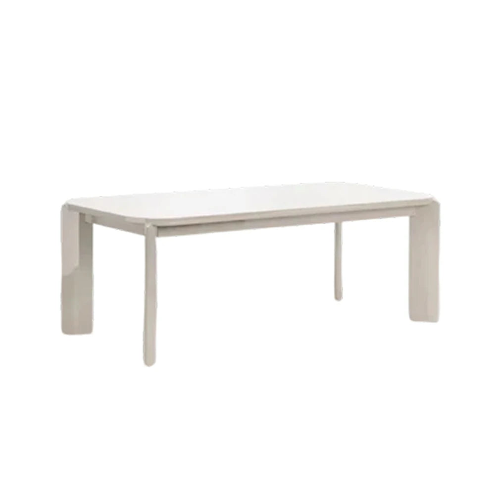 LUXORA 140/160cm Solid Wood Dining Table - Rounded Edge Design, Stable Thick Legs, Modern Artistic Table for Dining & Living Spaces - Beige