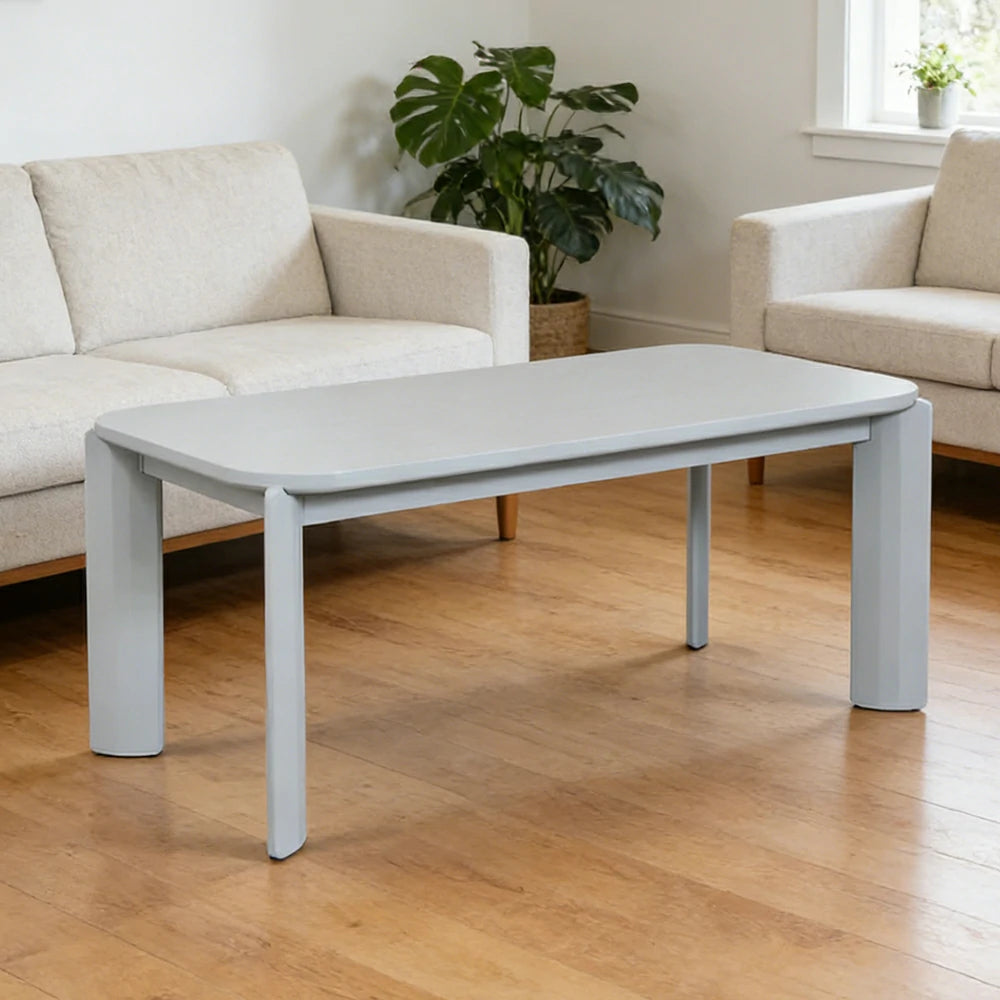 LUXORA 140/160cm Solid Wood Dining Table - Rounded Edge Design, Stable Thick Legs, Modern Artistic Table for Dining & Living Spaces - Blue