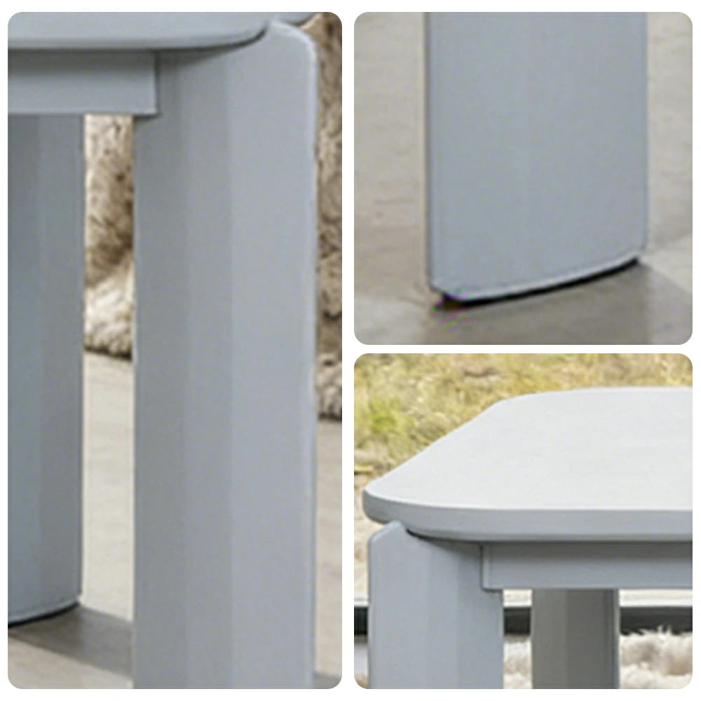 LUXORA 140/160cm Solid Wood Dining Table - Rounded Edge Design, Stable Thick Legs, Modern Artistic Table for Dining & Living Spaces - Blue