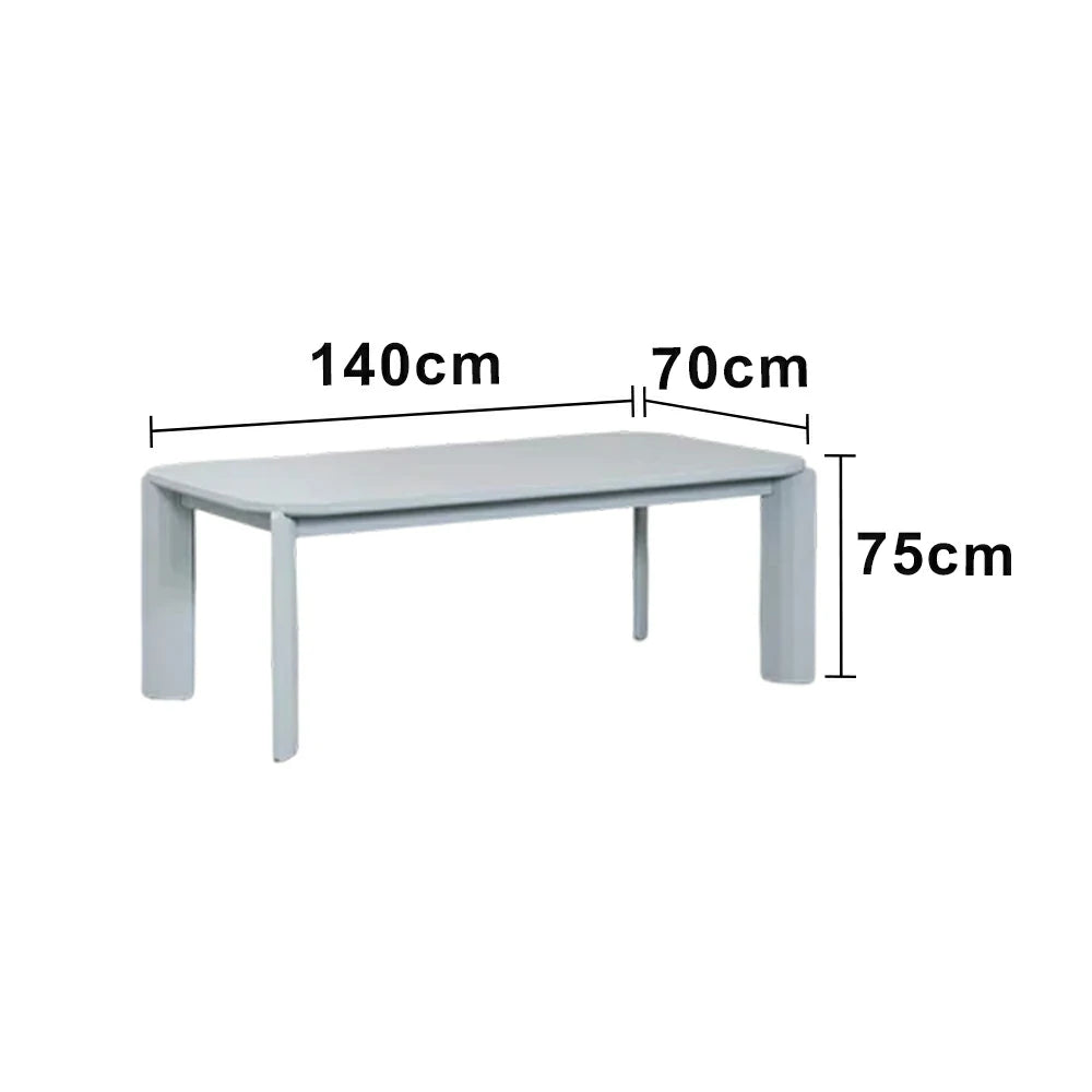 LUXORA 140/160cm Solid Wood Dining Table - Rounded Edge Design, Stable Thick Legs, Modern Artistic Table for Dining & Living Spaces - Blue