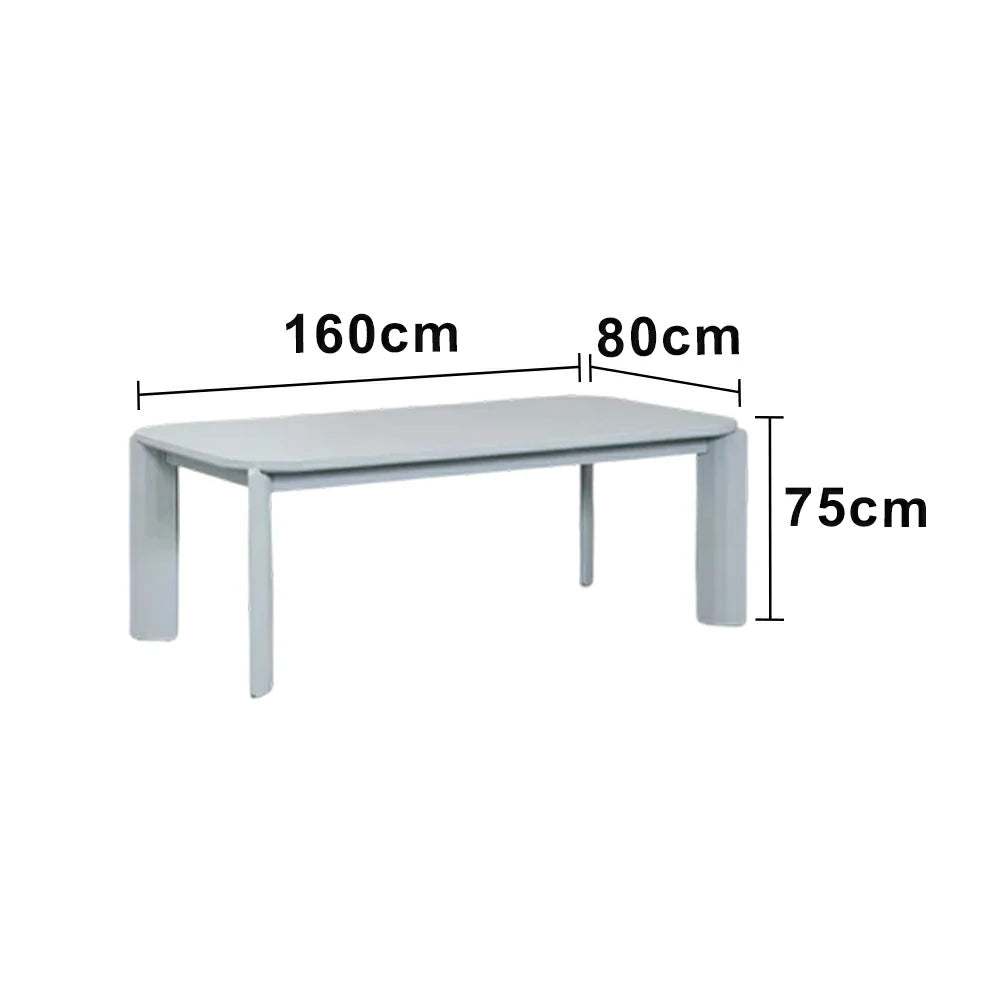 LUXORA 140/160cm Solid Wood Dining Table - Rounded Edge Design, Stable Thick Legs, Modern Artistic Table for Dining & Living Spaces - Blue