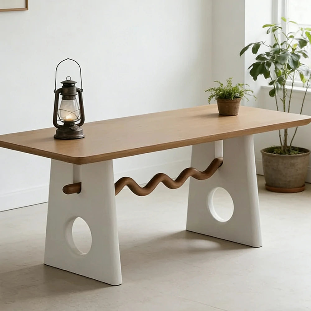 LUXORA 140/160cm New Zealand Pine Solid Wood Dining Table - Cream French Vintage Style, Thick Stable Structure, Designer Table for Dining & Living Spaces - Natural