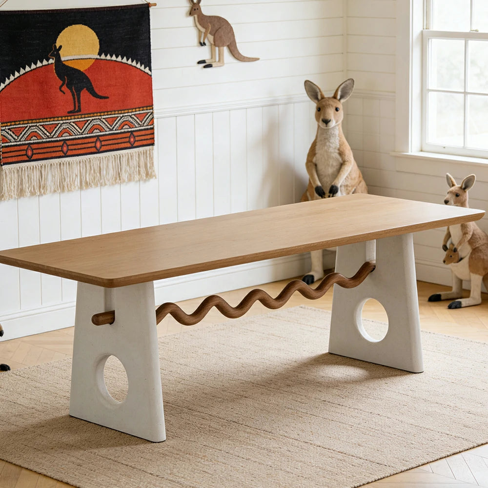 LUXORA 140/160cm New Zealand Pine Solid Wood Dining Table - Cream French Vintage Style, Thick Stable Structure, Designer Table for Dining & Living Spaces - Natural