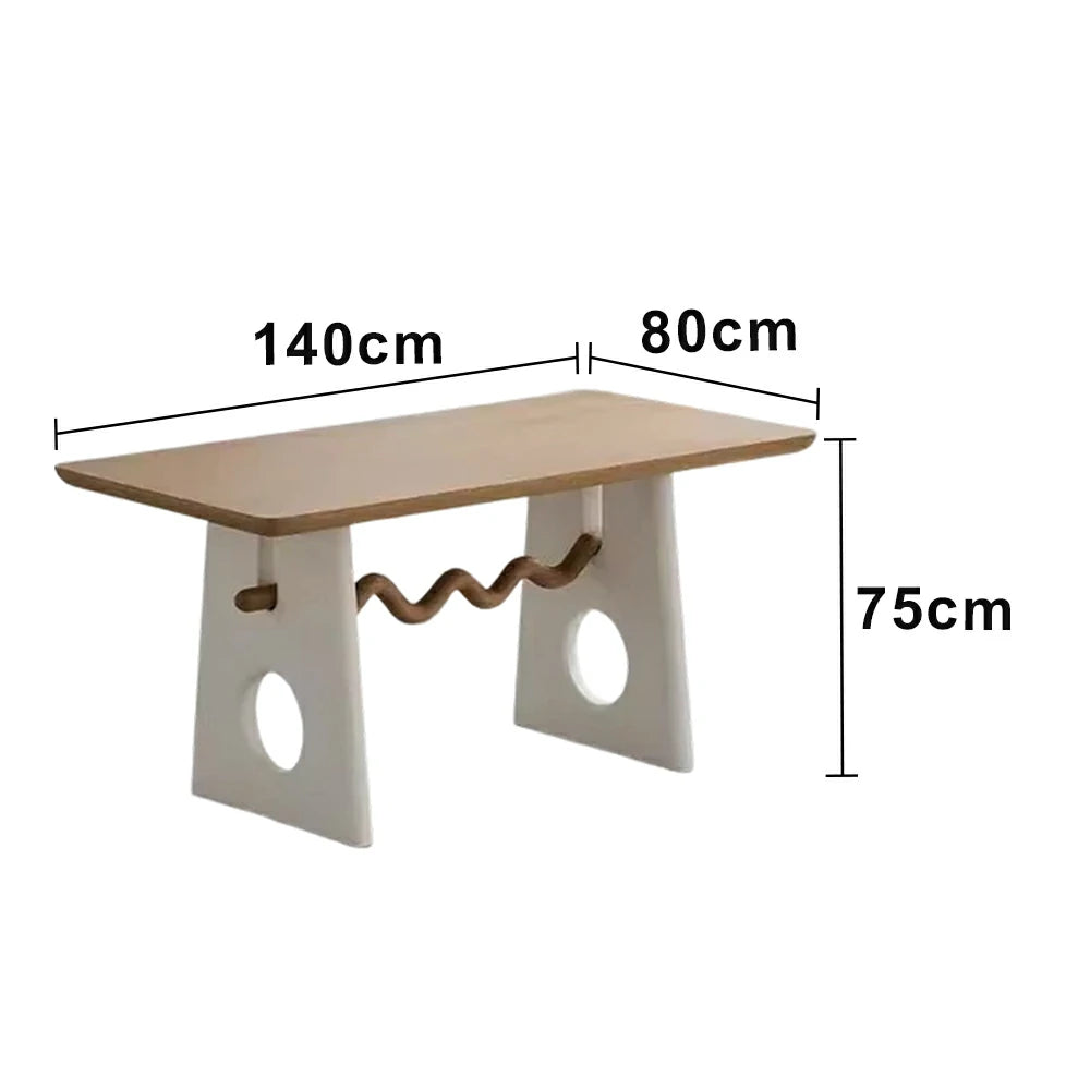 LUXORA 140/160cm New Zealand Pine Solid Wood Dining Table - Cream French Vintage Style, Thick Stable Structure, Designer Table for Dining & Living Spaces - Natural