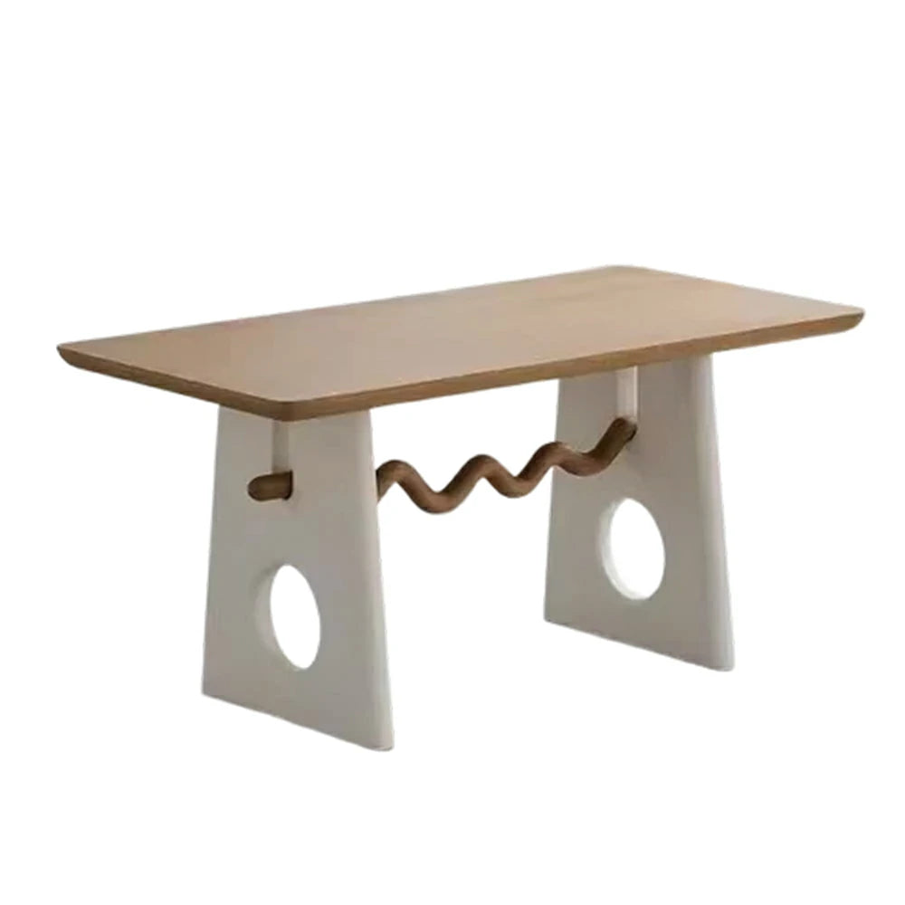 LUXORA 140/160cm New Zealand Pine Solid Wood Dining Table - Cream French Vintage Style, Thick Stable Structure, Designer Table for Dining & Living Spaces - Natural