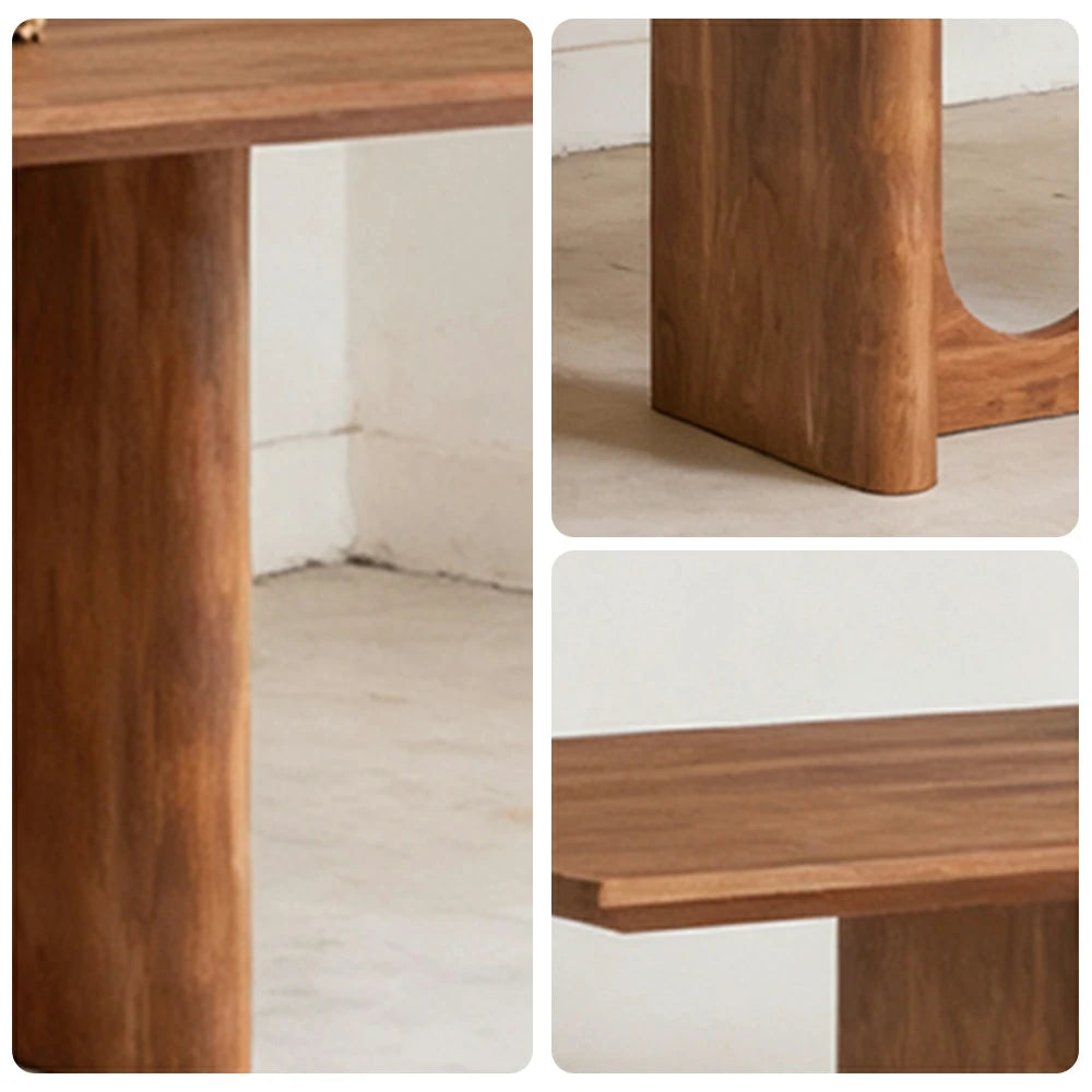 LUXORA 140/160cm New Zealand Pine Solid Wood Dining Table - Minimalist Arch Leg Design, Thick Stable Structure, Modern Table for Dining & Living Spaces - Natural