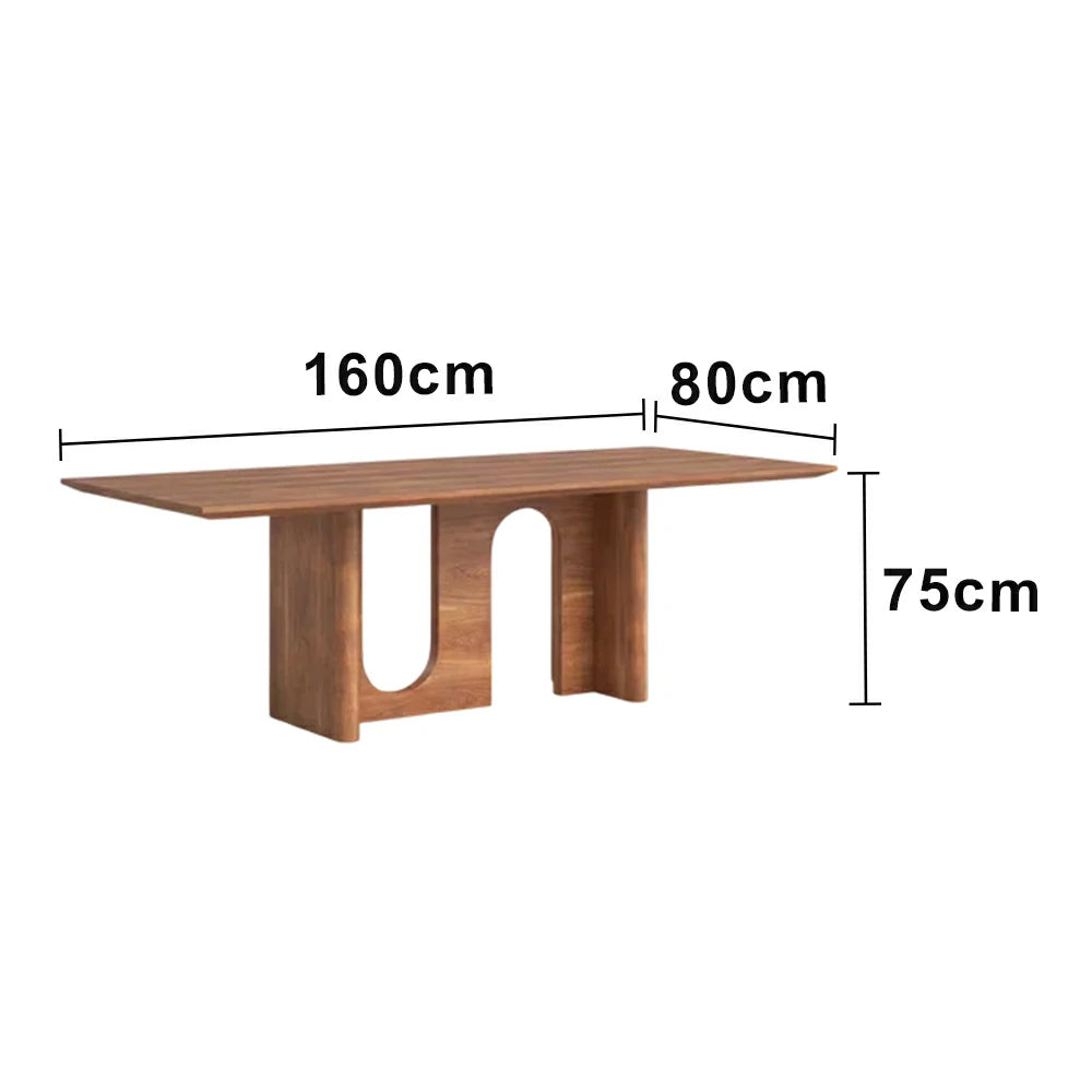 LUXORA 140/160cm New Zealand Pine Solid Wood Dining Table - Minimalist Arch Leg Design, Thick Stable Structure, Modern Table for Dining & Living Spaces - Natural