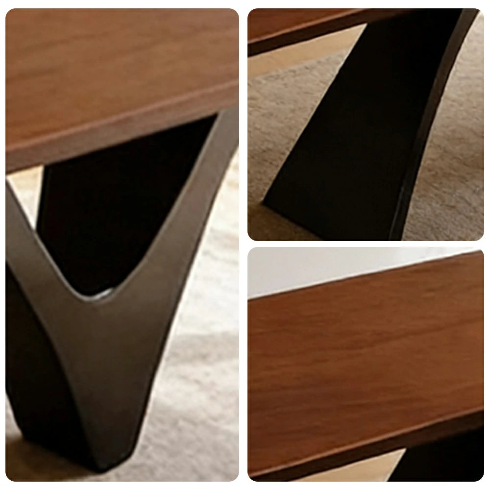 LUXORA 140/160cm New Zealand Pine Solid Wood Dining Table - Sculptural V-Leg Design, Thick Wood Top, Coastal & Modern Dining Table - Walnut Black