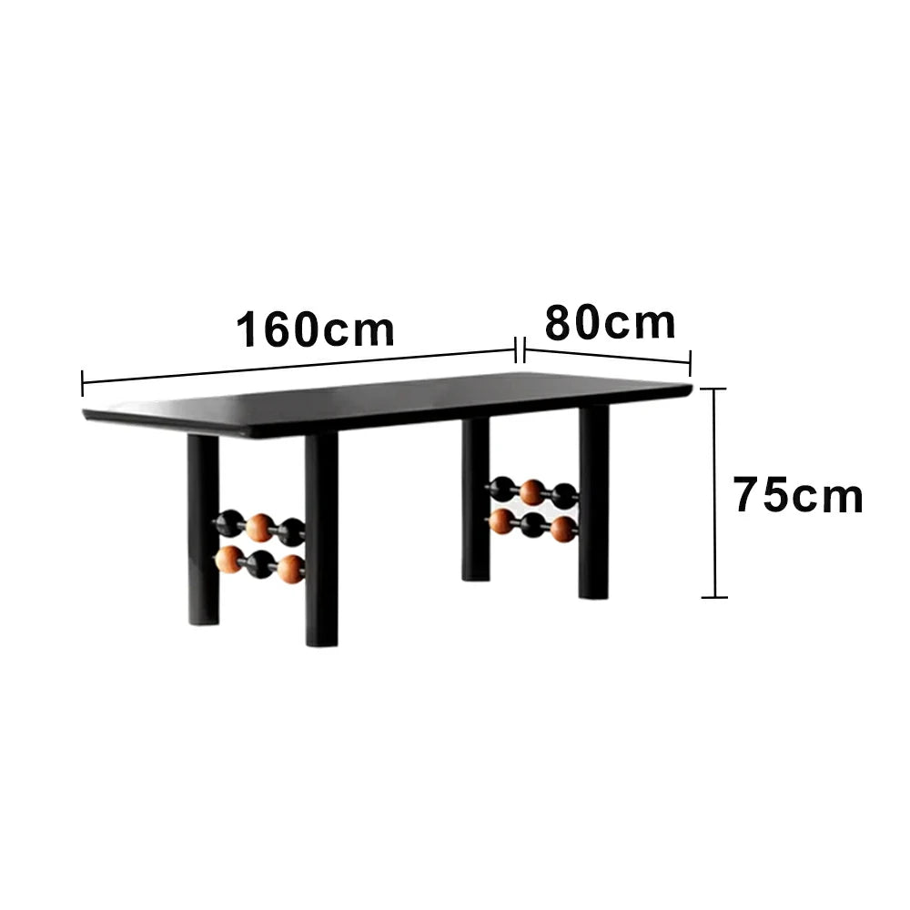 LUXORA 140/160cm Creative Rectangular Dining Table - Industrial Modern Design, Sculptural Leg Structure, Designer Table for Dining & Studio Spaces - Black