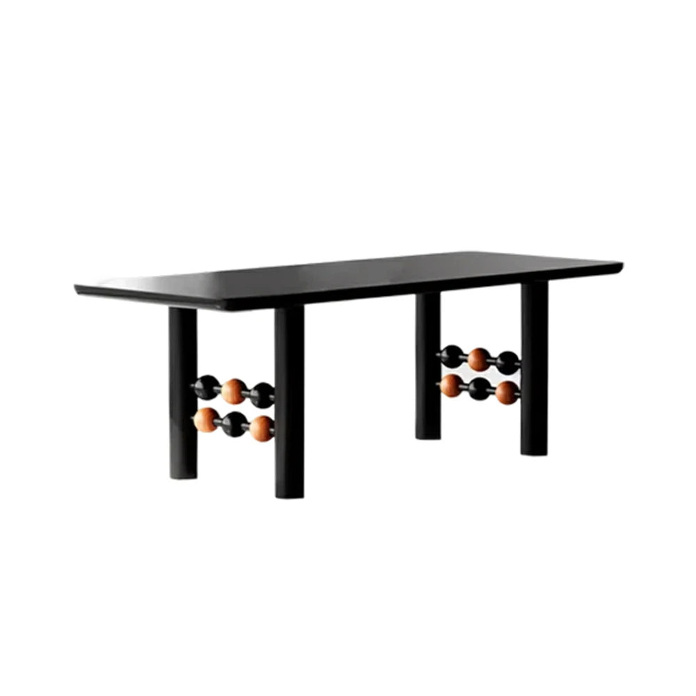 LUXORA 140/160cm Creative Rectangular Dining Table - Industrial Modern Design, Sculptural Leg Structure, Designer Table for Dining & Studio Spaces - Black