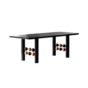 LUXORA 140/160cm Creative Rectangular Dining Table - Industrial Modern Design, Sculptural Leg Structure, Designer Table for Dining & Studio Spaces - Black