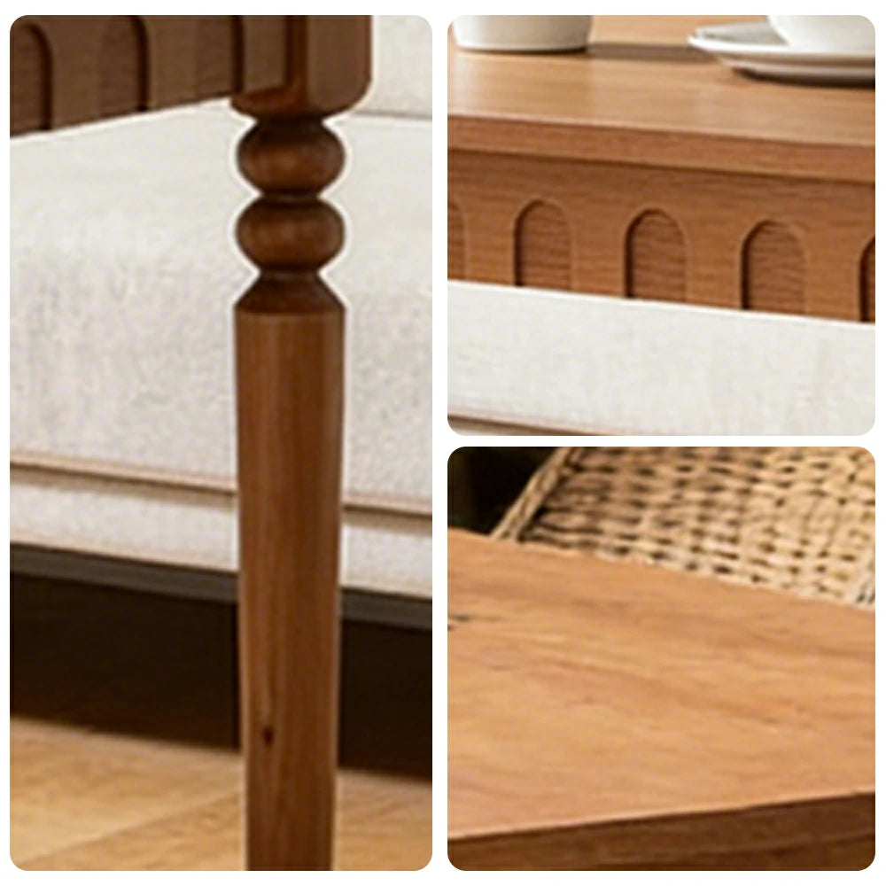 LUXORA 140/160cm New Zealand Pine Solid Wood Dining Table - French Vintage Style, Thick Solid Wood Top, Stable Structure for Dining & Living Spaces - Walnut