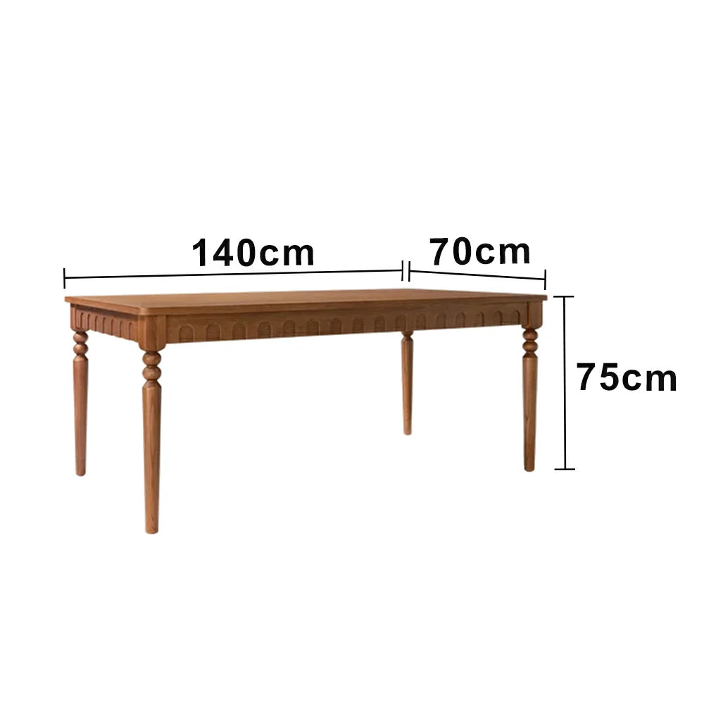 LUXORA 140/160cm New Zealand Pine Solid Wood Dining Table - French Vintage Style, Thick Solid Wood Top, Stable Structure for Dining & Living Spaces - Walnut
