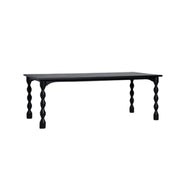 LUXORA 140/160cm American Solid Wood Dining Table - Turned Leg Design, Rustic Vintage Style, Durable Table for Dining & Living Spaces - Black