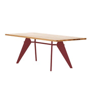 LUXORA 140/160cm Imported New Zealand Pine Solid Wood Dining Table - Nordic Bauhaus Design, Thick Wood Top, Stable Metal Legs for Dining & Work Spaces - Natural & Red