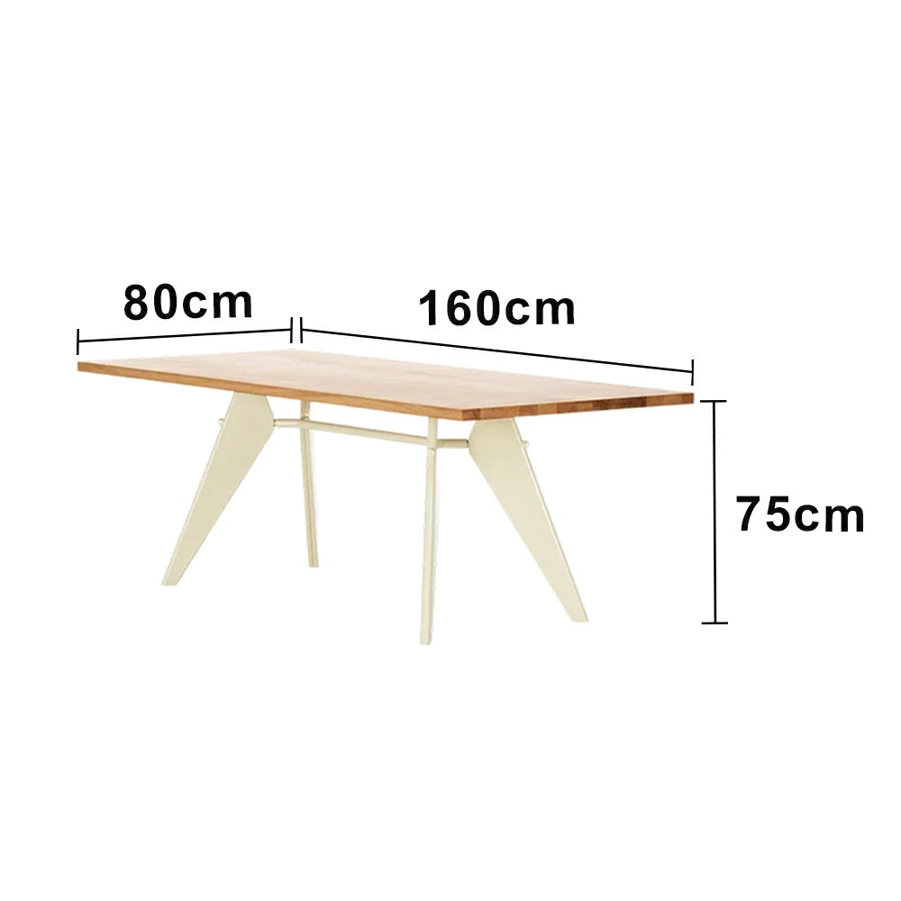 LUXORA 140/160cm Imported New Zealand Pine Solid Wood Dining Table - Nordic Bauhaus Design, Thick Wood Top, Stable Metal Legs for Dining & Work Spaces - Natural & Beige