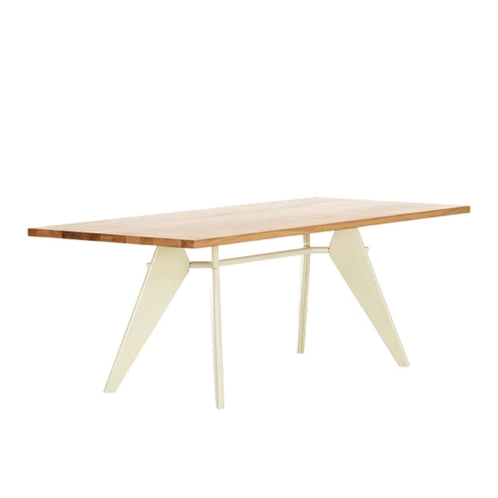 LUXORA 140/160cm Imported New Zealand Pine Solid Wood Dining Table - Nordic Bauhaus Design, Thick Wood Top, Stable Metal Legs for Dining & Work Spaces - Natural & Beige
