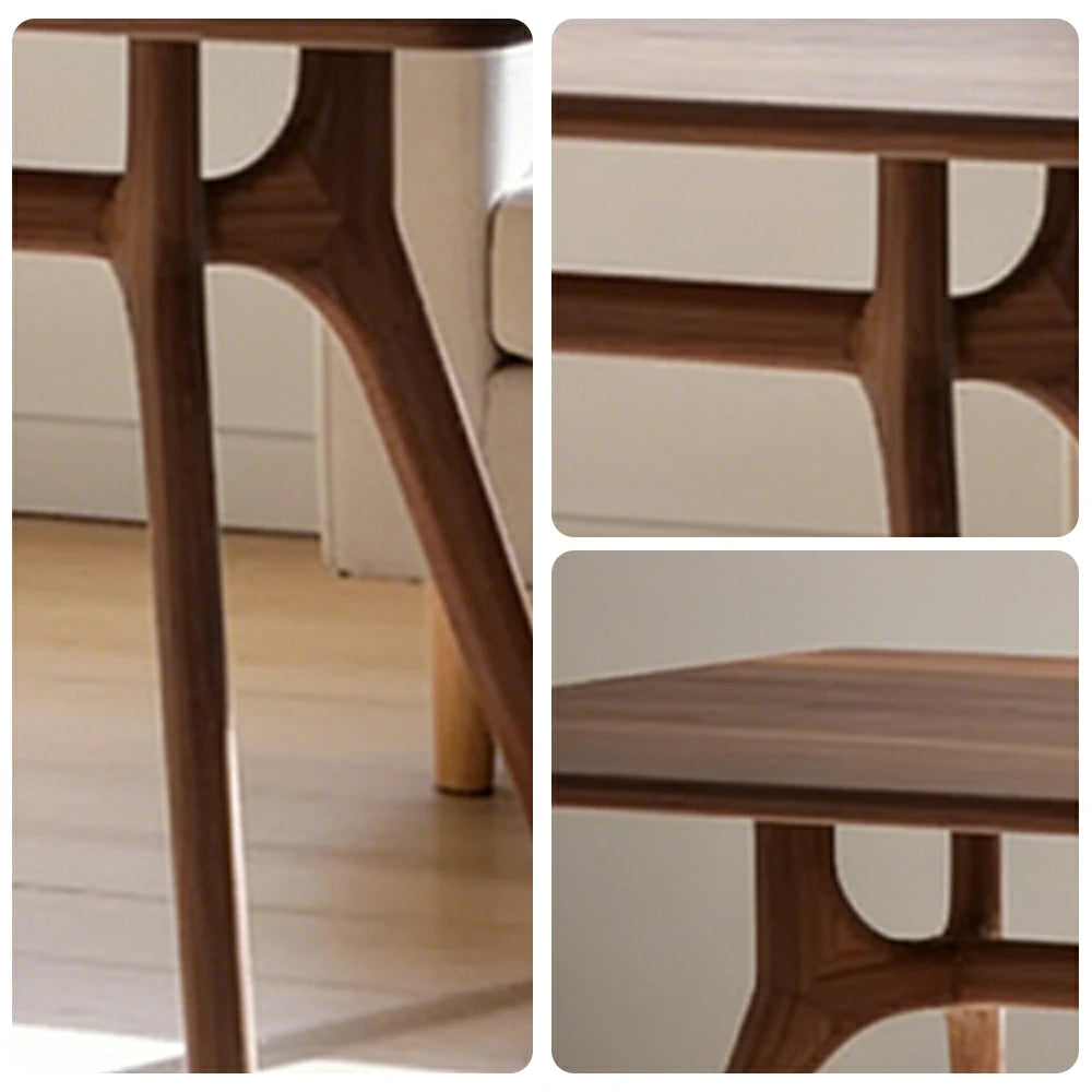 LUXORA 140/160cm Imported New Zealand Pine Solid Wood Dining Table - Nordic Mid-Century Design, Thick Solid Wood Top, Sculptural Wooden Legs for Dining & Living Spaces - Walnut