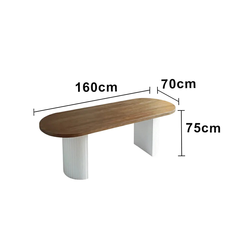 LUXORA 140/160cm Solid Wood Oval Dining Table - Nordic Minimalist Design, Smooth Rounded Edges, Pedestal Base Table for Dining & Living Spaces - Natural