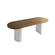 LUXORA 140/160cm Solid Wood Oval Dining Table - Nordic Minimalist Design, Smooth Rounded Edges, Pedestal Base Table for Dining & Living Spaces - Natural