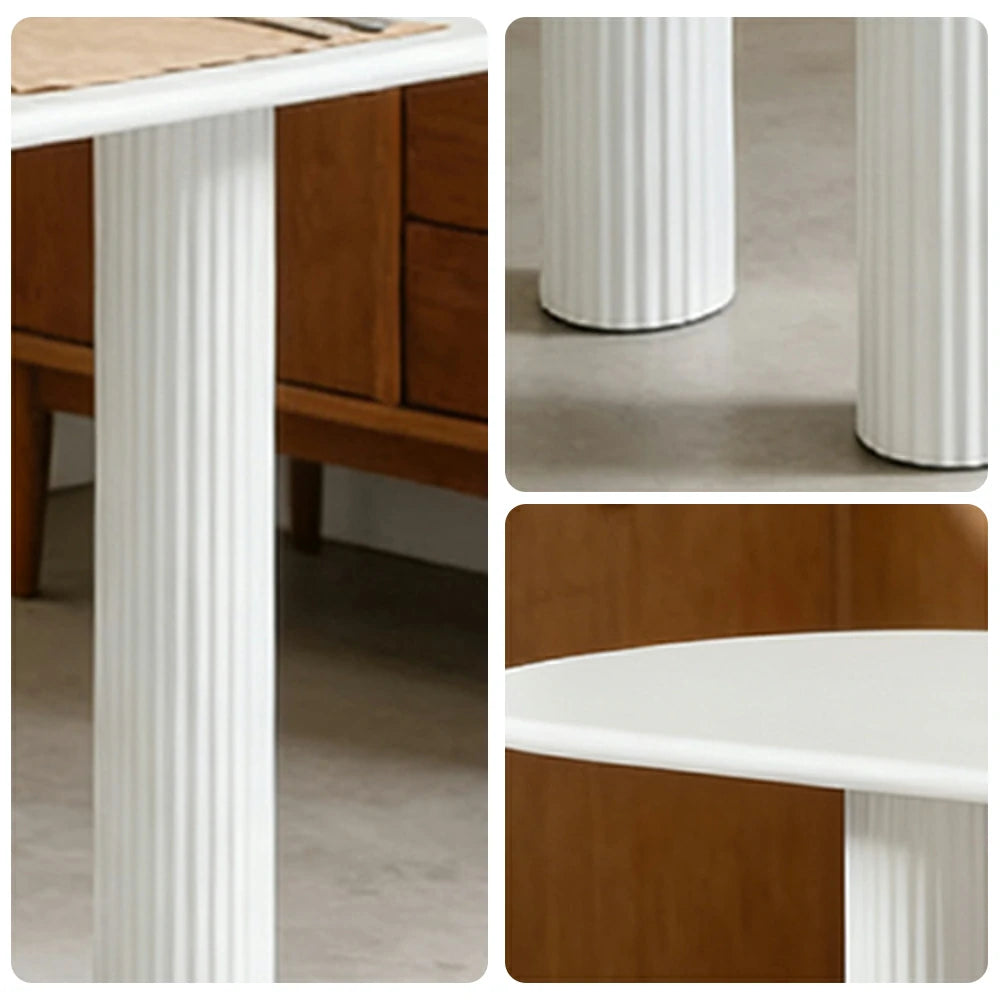 LUXORA 140/160cm French Solid Wood Long Table - Cream Minimalist Design, Rounded Edges, Stable Pedestal Legs for Dining & Living Spaces - Beige