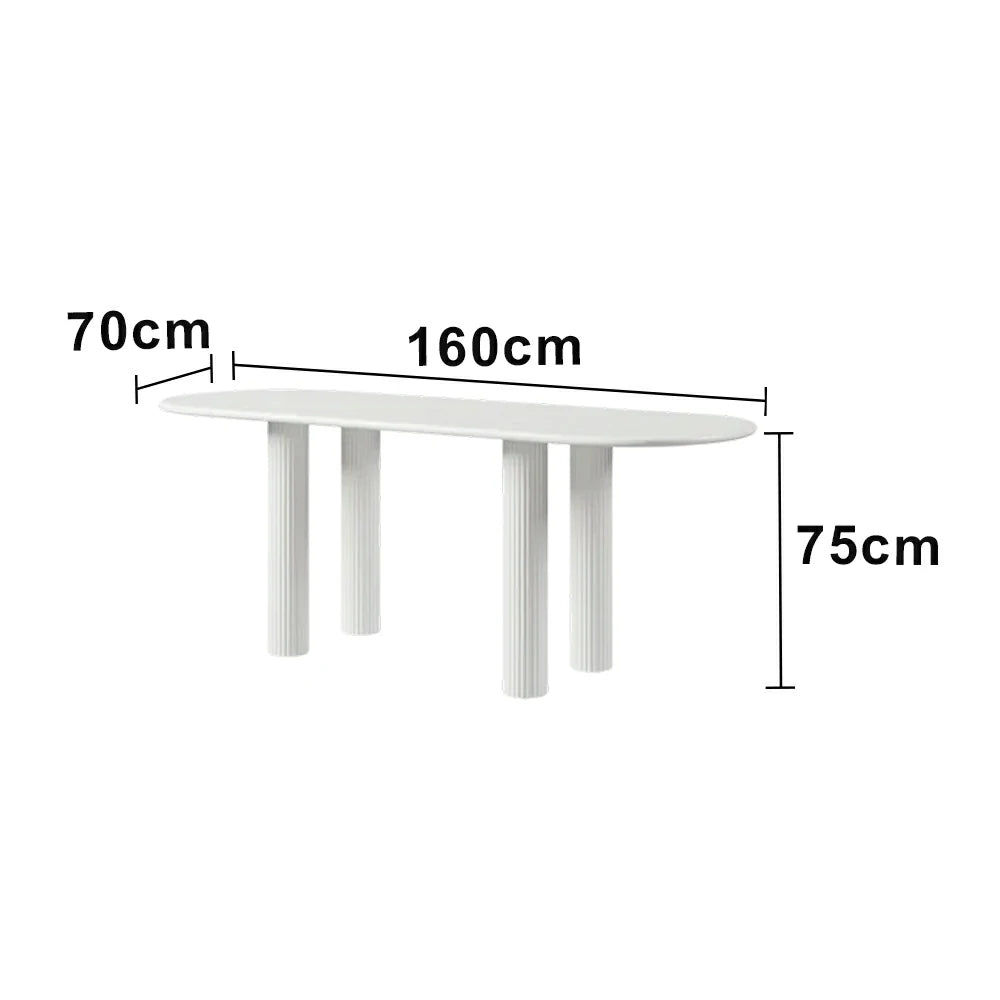 LUXORA 140/160cm French Solid Wood Long Table - Cream Minimalist Design, Rounded Edges, Stable Pedestal Legs for Dining & Living Spaces - Beige