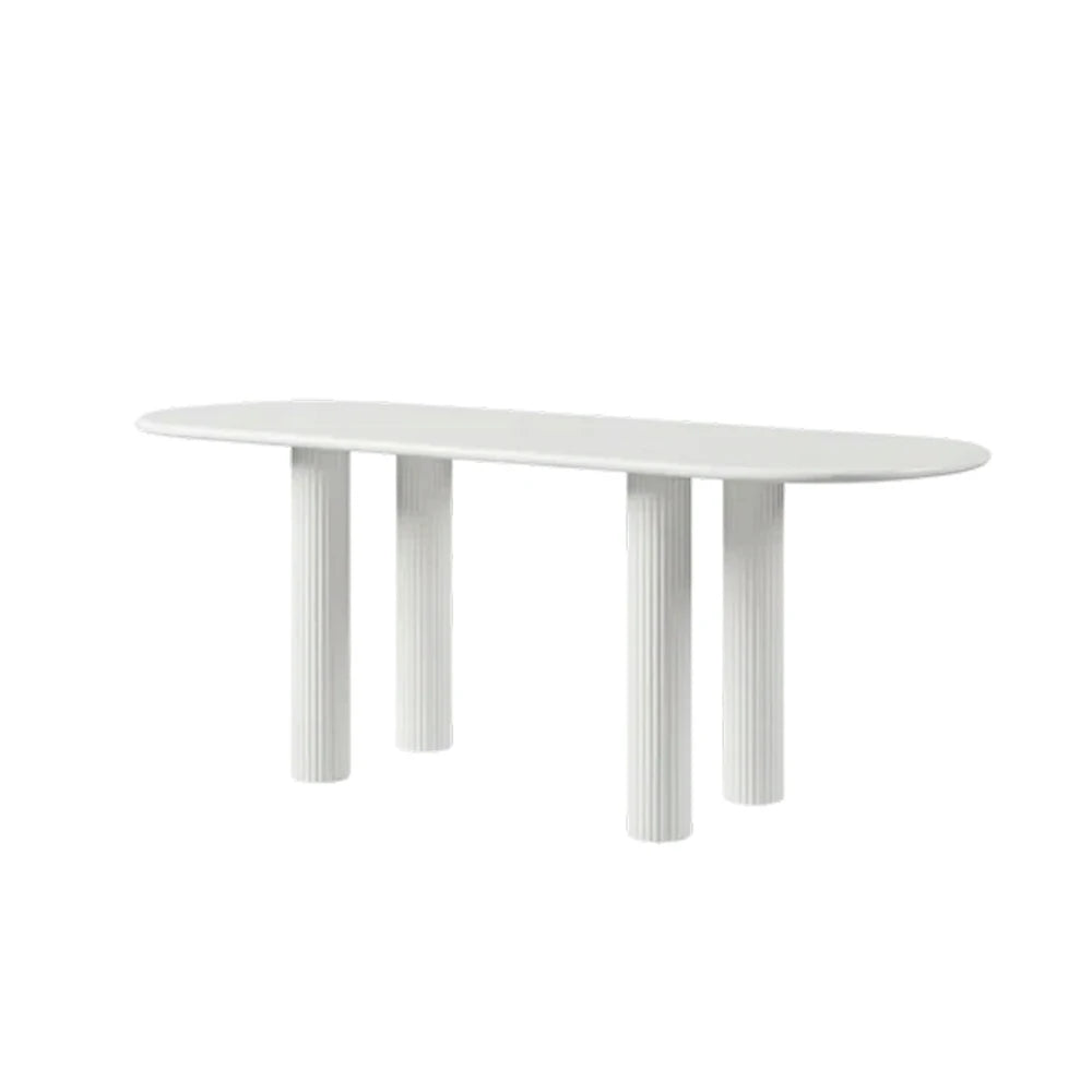 LUXORA 140/160cm French Solid Wood Long Table - Cream Minimalist Design, Rounded Edges, Stable Pedestal Legs for Dining & Living Spaces - Beige