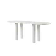 LUXORA 140/160cm French Solid Wood Long Table - Cream Minimalist Design, Rounded Edges, Stable Pedestal Legs for Dining & Living Spaces - Beige