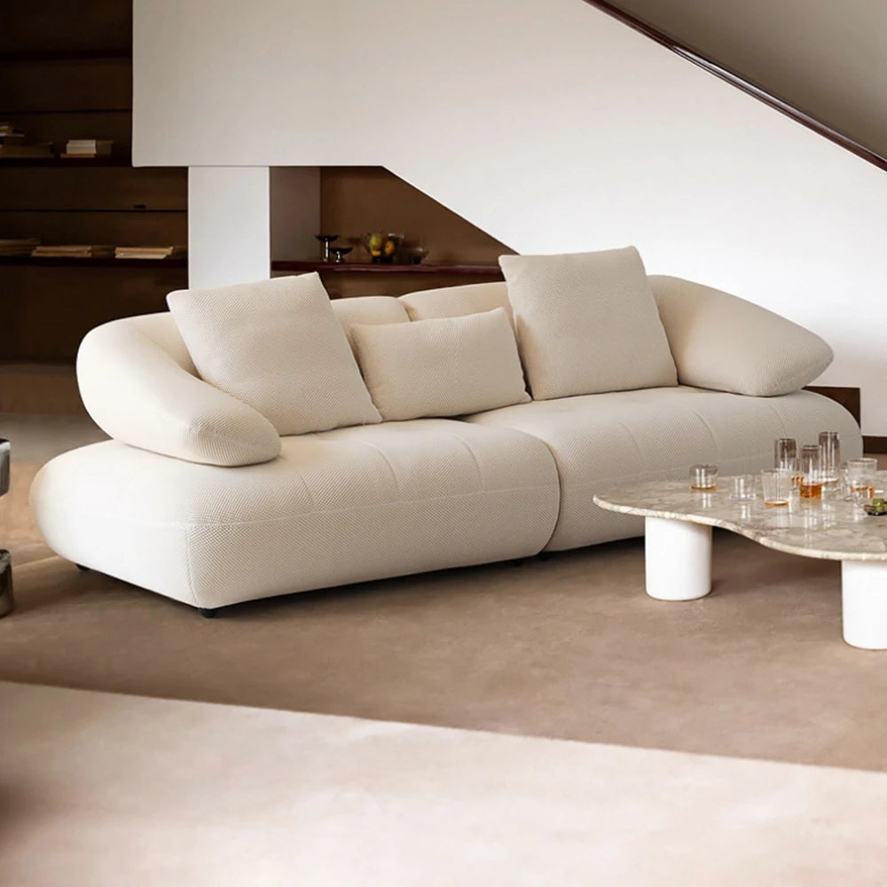 LUXORA Sofa Adjustable Seat Depth 3D Breathable Fabric Wrap-Around Comfort Design - White