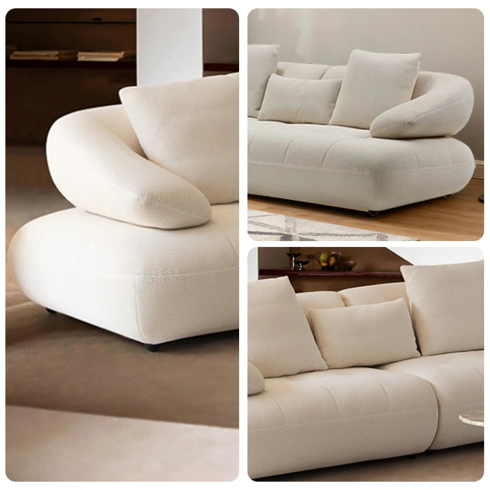LUXORA Sofa Adjustable Seat Depth 3D Breathable Fabric Wrap-Around Comfort Design - White