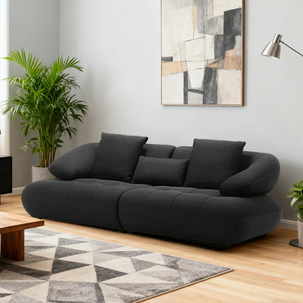 LUXORA Sofa Adjustable Seat Depth 3D Breathable Fabric Wrap-Around Comfort Design - Black